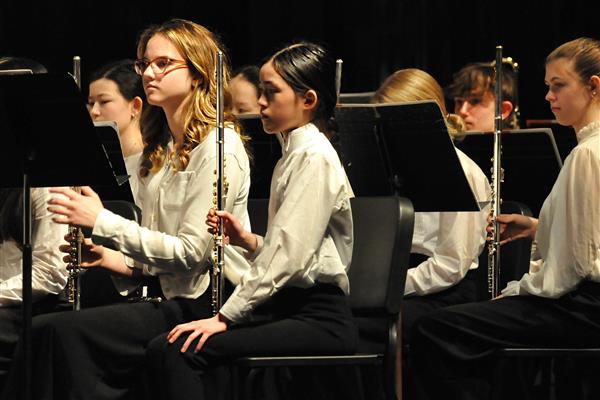 Students performing at the 2023-2024 All County Band Concert